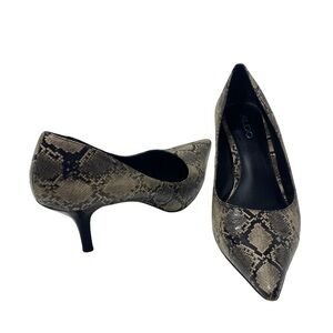 ALDO | Snakeskin Pattern Faux Leather Heels - Tan, Brown & Black Size 39